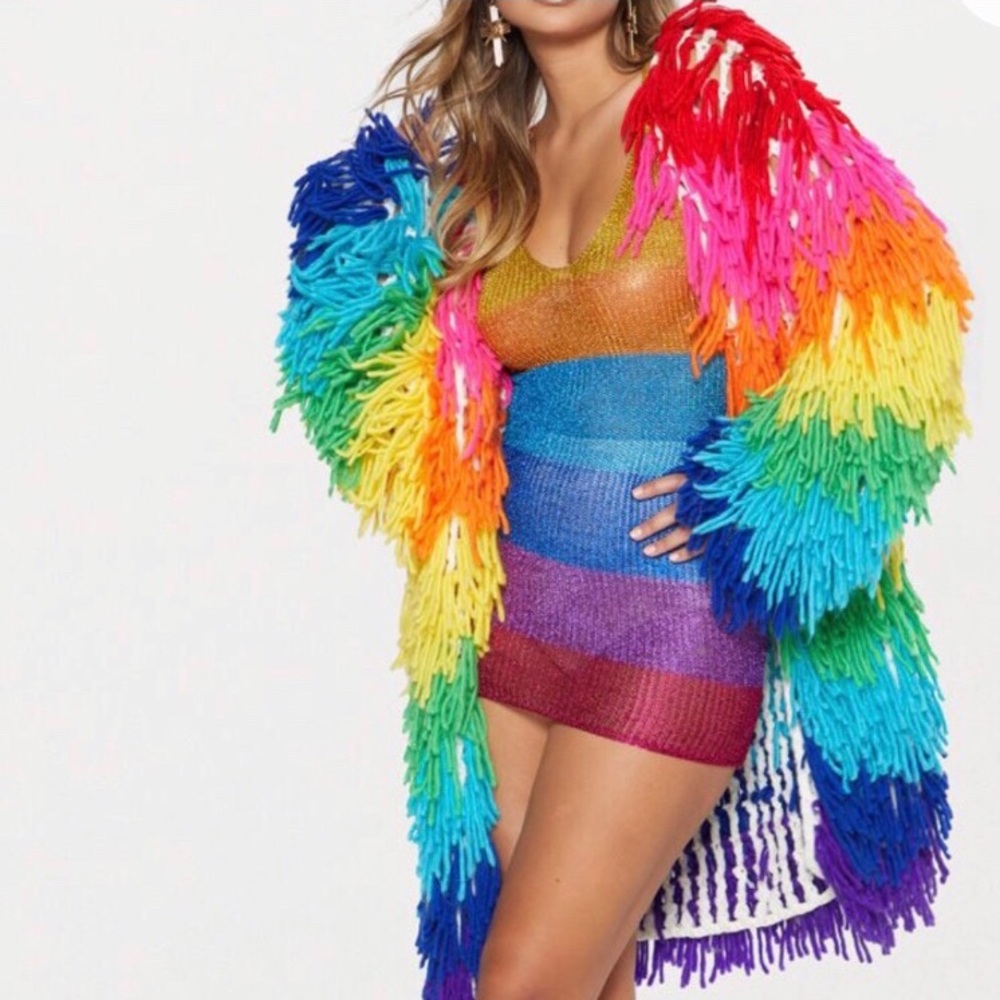 ISO PrettyLittleThings Rainbow Shaggy Cardigan!
